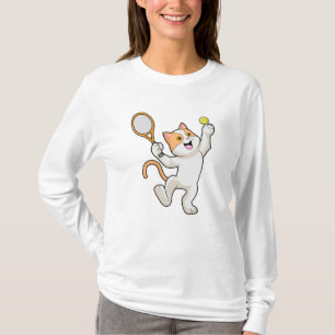 Katze in Tennis mit Tennisschläger T-Shirt