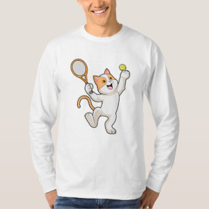 Katze in Tennis mit Tennisschläger T-Shirt