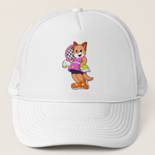 Katze in Tennis mit Tennisschläger Truckerkappe