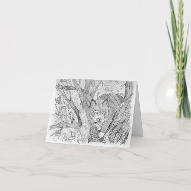 Katze in Tree Karte (Vorderseite)