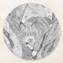 Katze in Tree Runder Pappuntersetzer
