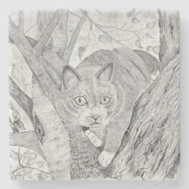 Katze in Tree Steinuntersetzer