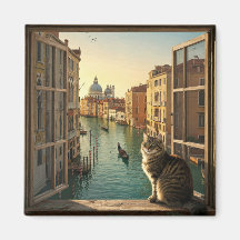 Katze in Venedig Italien Reise Souvenirgemälde