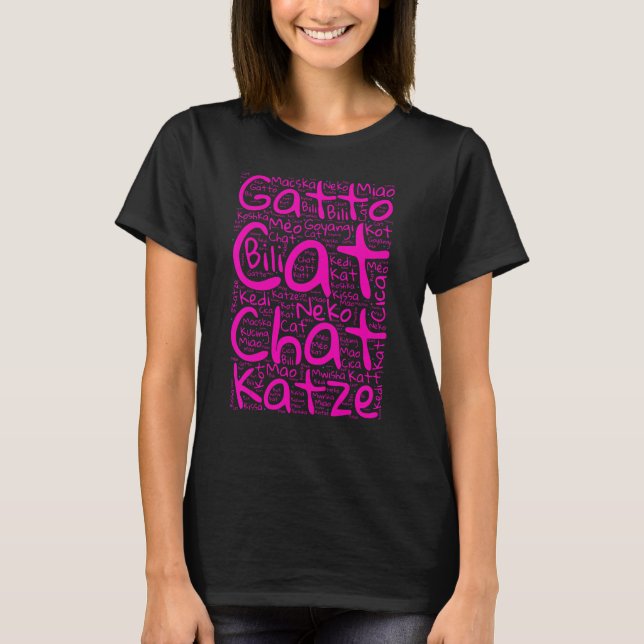 Katze in verschiedenen Sprachen - Kätzchen Mama un T-Shirt (Vorderseite)
