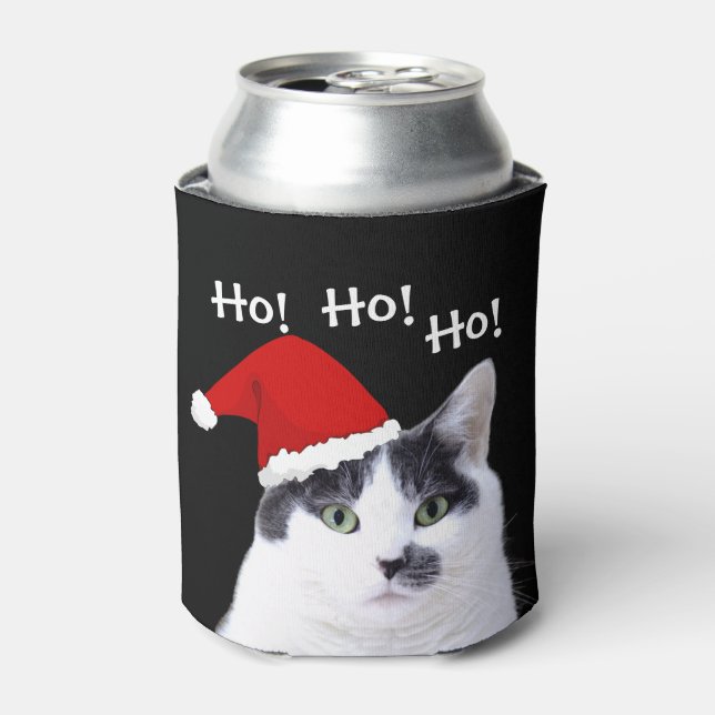 Katze in Weihnachtsmannmütze Dosenkühler (Kanne Vorderseite)