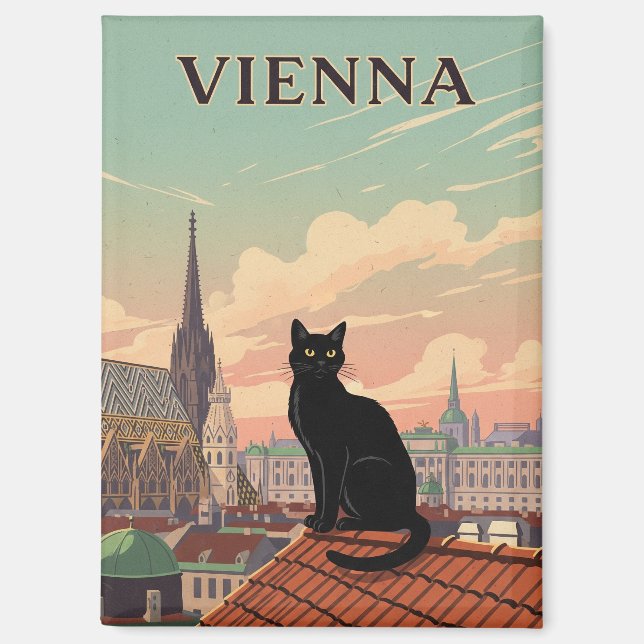 Katze in Wien Österreich Reisen Magnet (Vorderseite)