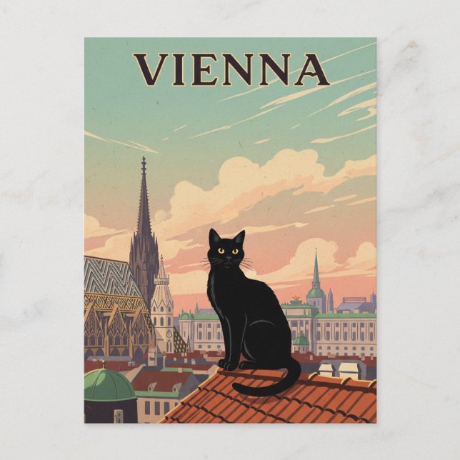 Katze in Wien Österreich Reisen Postkarte (Vorderseite)
