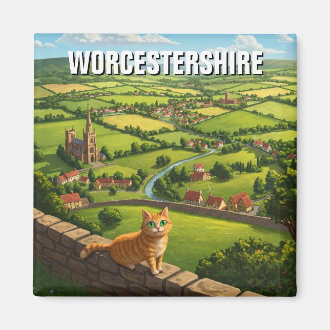Katze in Worcestershire England Travel Magnet (Vorne)