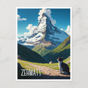 Katze in Zermatt Schweiz Matterhorn Postkarte