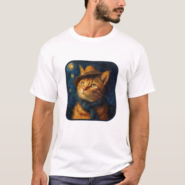 Katze inspiriert von van Gogh T-Shirt (Vorderseite)