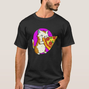 Katze isst Pizza Katze und Pizza Design T-Shirt