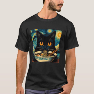 Katze isst Ramen, Sternennacht Van Gogh, Katzenlie T-Shirt
