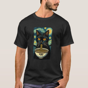 Katze isst Ramen, Sternennacht Van Gogh, Katzenlie T-Shirt