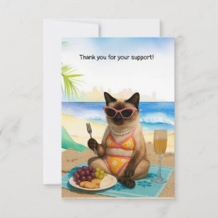 Katze ist am Strand Dankeskarte