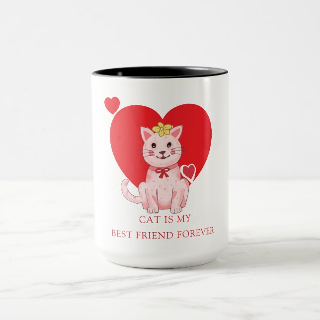 Katze ist mein bester Freund für immer niedlich Tasse (Zentrum)