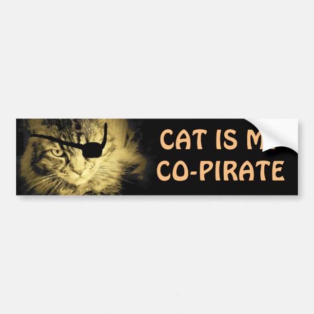 Katze ist mein Co-Pirat Autoaufkleber (Vorne)