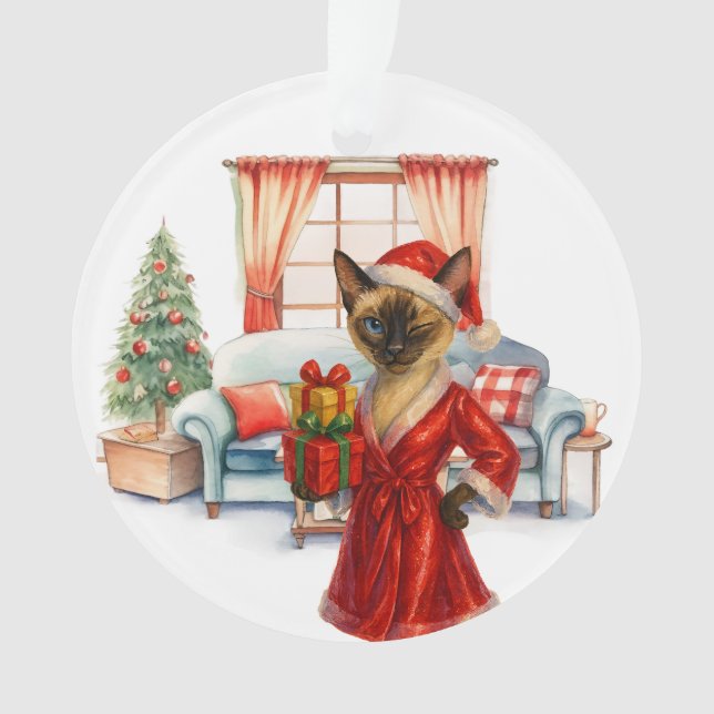 Katze ist Weihnachtsboxen  Ornament (Vorderseite)