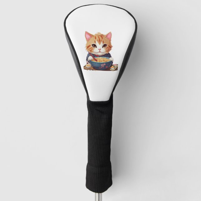 Katze japanischen Stils frisst Ramen Golf Headcover (Vorderseite)