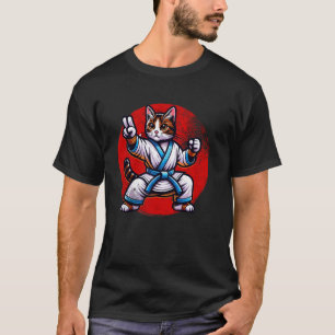 Katze Karate Judo Japan Flagge Japan Lustige Grafi T-Shirt