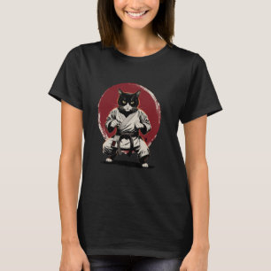 Katze Karate Judo Japan Japanische Flagge Wortspie T-Shirt