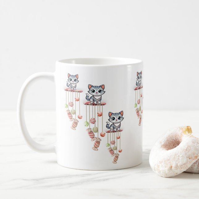 Katze Kätzchen Glockenspiel Tasse (Mit Donut)