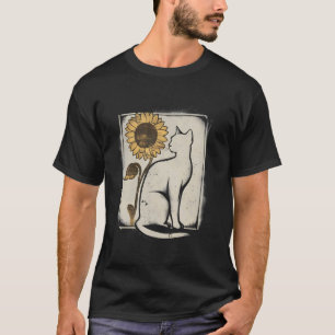 Katze Kätzchen Liebhaber Katzen Kunst Blumen Sonne T-Shirt