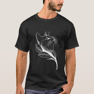 Katze Kätzchen Linie Abstrakt Minimalistisch T-Shirt