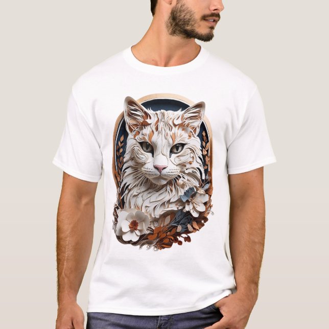Katze, Kätzchen mit Blume T-Shirt (Vorderseite)