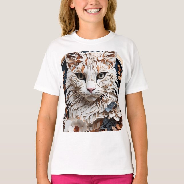 Katze, Kätzchen mit Blume T-Shirt (Vorderseite)