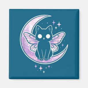 Katze Kätzchen Schmetterling Motte lila rosa alt k Magnet