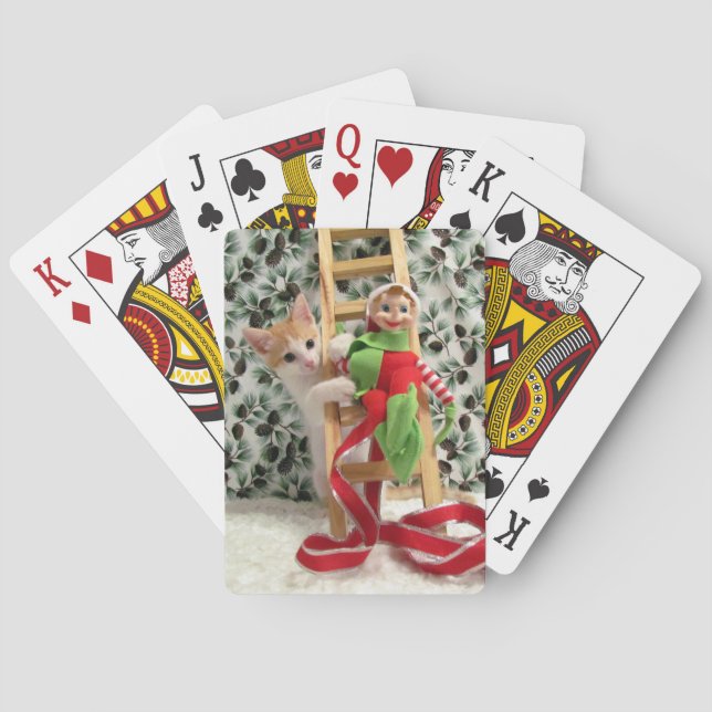 Katze, Kätzchen, Weihnachten, Rettung, Foto Spielkarten (Rückseite)