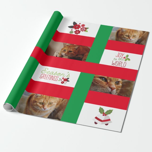Katze Katze Foto Personalisieren Weihnachtsfeierta Geschenkpapier (Ungerollt)
