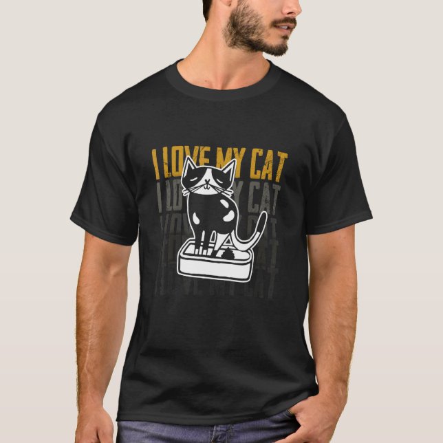 Katze Katze Kacke Abfallschachtel Reinigung nach d T-Shirt (Vorderseite)
