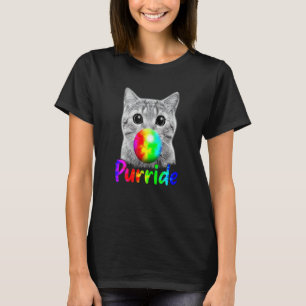 Katze kaut Bubble Gum Purride LGBQ Pride Flagge Co T-Shirt