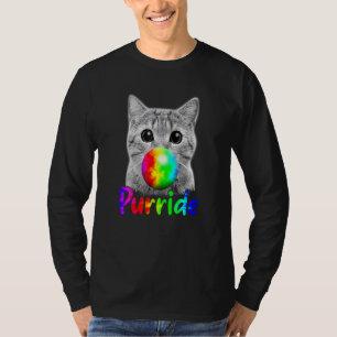 Katze kaut Bubble Gum Purride LGBQ Pride Flagge Co T-Shirt