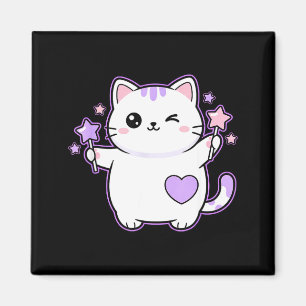 Katze Kawaii Zwinkerkatze Magischer Stern Zauberst Magnet