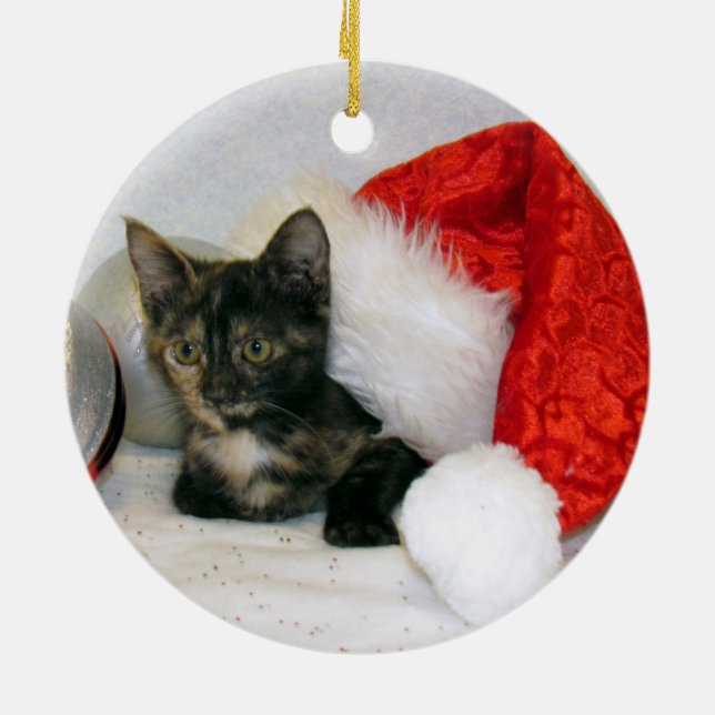 Katze, Kitten, Weihnachten, Rettung Keramik Ornament (Hinten)