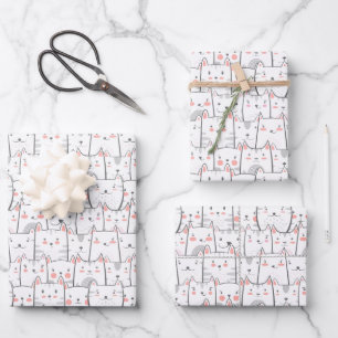 Katze Kitty Süß Lustig Muster Katzenliebhaber Geschenkpapier Set