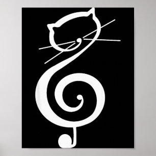 Katze Kitty Violinschlüssel Musiknoten Lustige Kat Poster