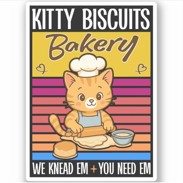 Katze Kneten Baker Kitty Biscuits Wir Knead Em You Aufkleber (Vorderseite)