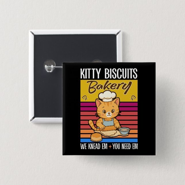 Katze Kneten Baker Kitty Biscuits Wir Knead Em You Button (Vorne & Hinten)