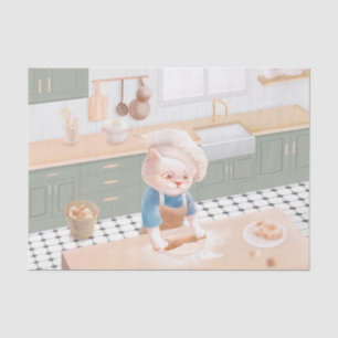 Katze Koch Backen in der Küche Seidenpapier
