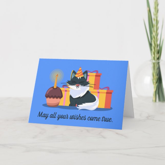 Katze, Kuchen, Geburtstag Karte (Vorderseite)