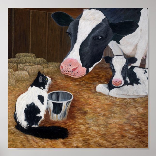 Katze, Kuh und Kalb Poster (Vorne)