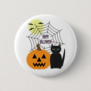 Katze & Kürbis Halloween Button