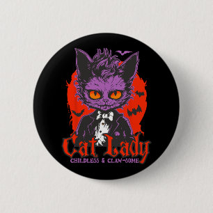 Katze Lady Halloween Feminist Kinderlose Katze Lad Button