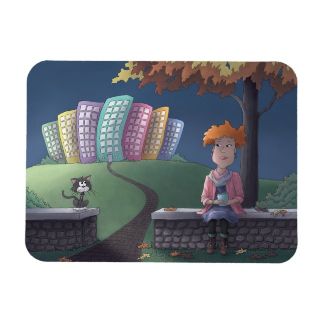 Katze Lady im Park Magnet (Horizontal)