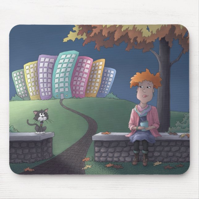 Katze Lady im Park Maus Pad Mousepad (Vorne)