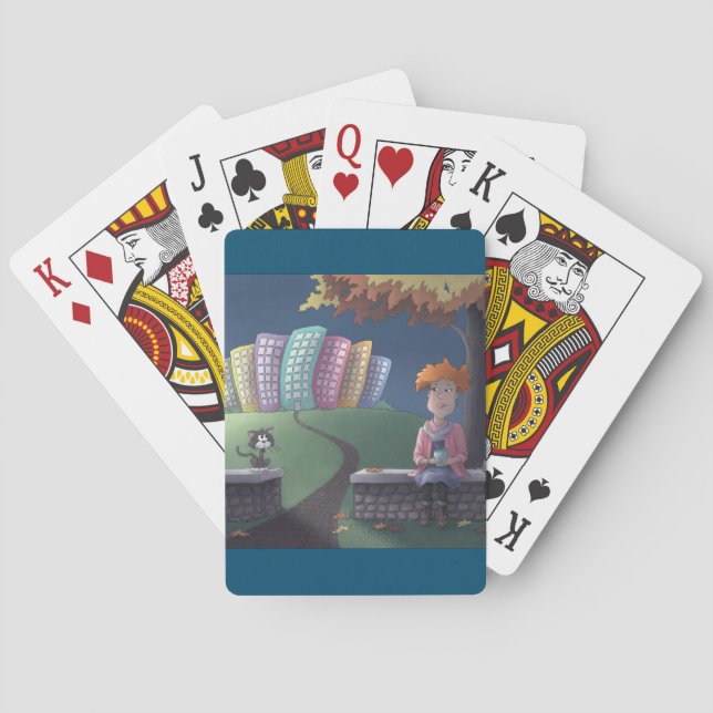 Katze Lady im Park Spielkarten spielen (Rückseite)