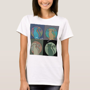 Katze Lady Multi Cats Sitting Thunder_Cove T-Shirt